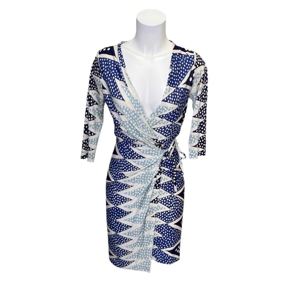 Diane Von Furstenberg Ornamentalist Diamonds Print Evrin Wrap Dress Size 6 - Picture 1 of 7